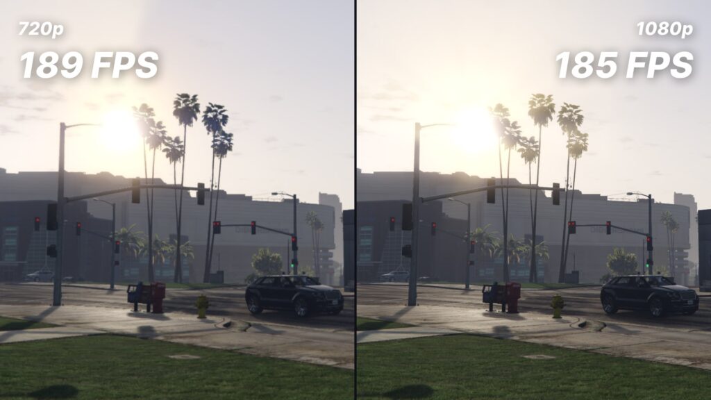 How GTA 5 resolution settings affects to FPS. 720p vs 1080p comparison