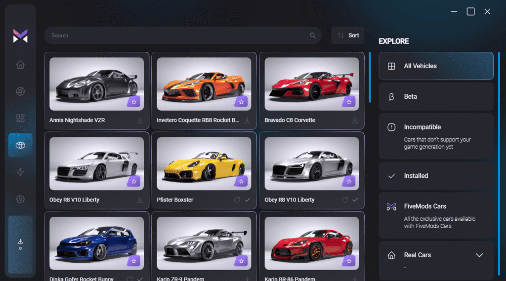 the library of car mods in fivmods